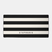 Schwarz-Eggshell Weiße Rugby-Streifen mit Namen Schreibtischunterlage (Vorderseite)