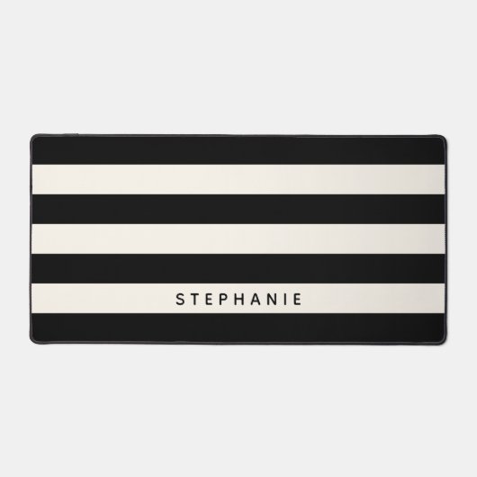 Schwarz-Eggshell Weiße Rugby-Streifen mit Namen Schreibtischunterlage (Vorderseite)