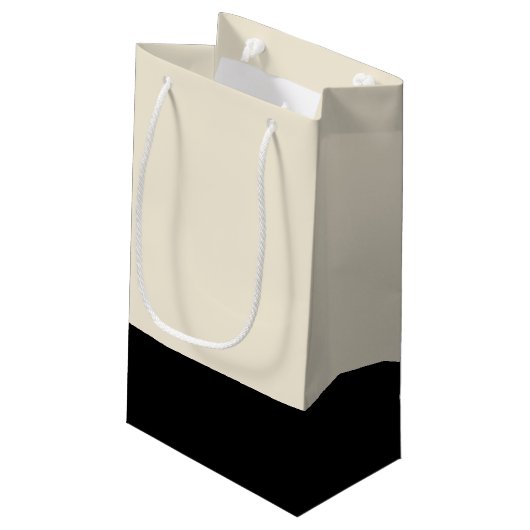 Schwarz & Eggshell Weißer Farbblock-Geschenktasche Kleine Geschenktüte (Rückseite Schrägansicht)