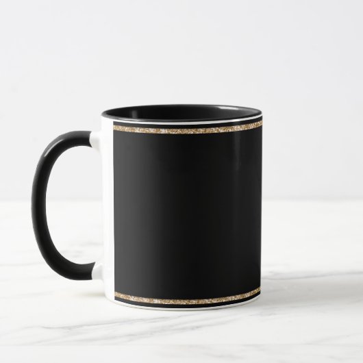Schwarz, einfach elegant, goldfarben, tasse (Links)