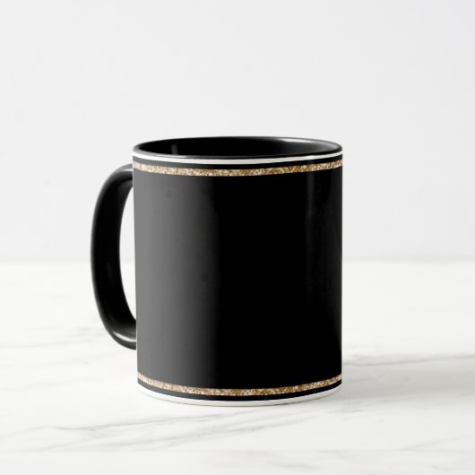 Schwarz, einfach elegant, goldfarben, tasse (Vorderseite Links)