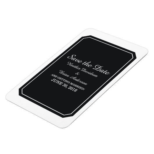 Schwarz einfach elegant Save the Date Magnet (Linke Seite)