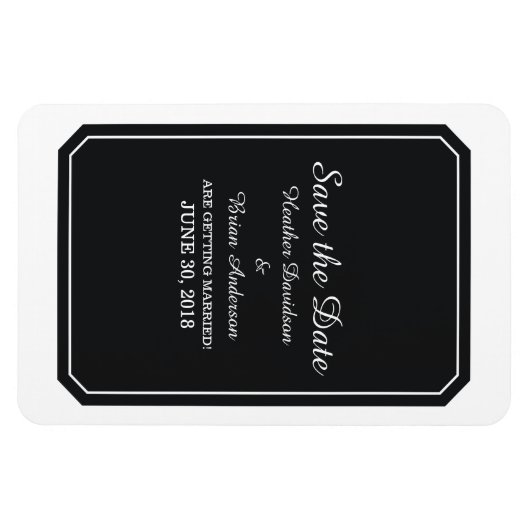 Schwarz einfach elegant Save the Date Magnet (Horizontal)