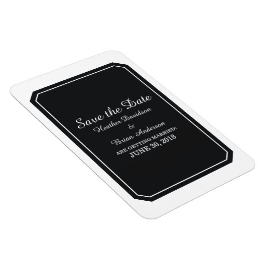 Schwarz einfach elegant Save the Date Magnet (Rechte Seite)