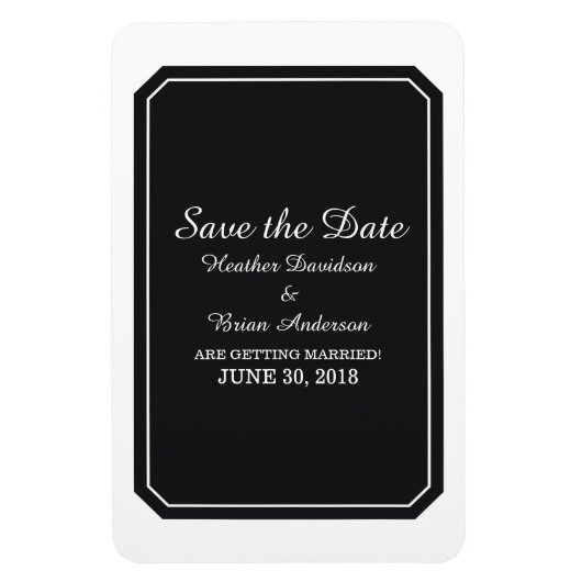 Schwarz einfach elegant Save the Date Magnet (Vertikal)