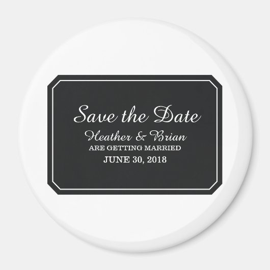 Schwarz einfach elegant Save the Date Magnet (Vorne)