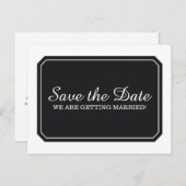 Schwarz Einfach elegant Save the Date Postkarte (Vorne/Hinten)