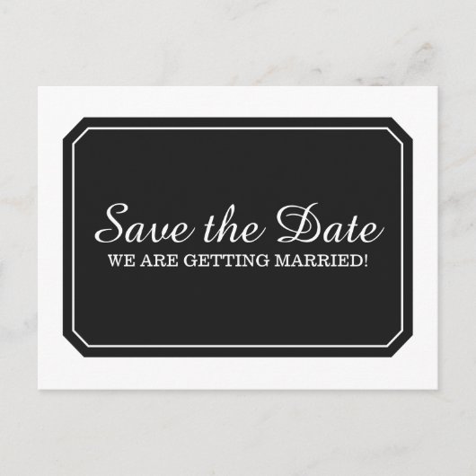 Schwarz Einfach elegant Save the Date Postkarte (Vorderseite)
