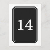 Schwarz Einfach Elegante Tischnummer Postkarte (Vorderseite)