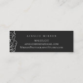 Schwarz einfach floral mini visitenkarte (Rückseite)