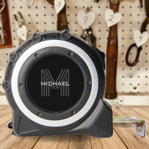 Schwarz Einfach Modernes Minimalistisches Monogram Maßband