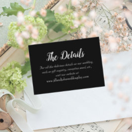 Schwarz-Einfache Hochzeitdetails Begleitkarte