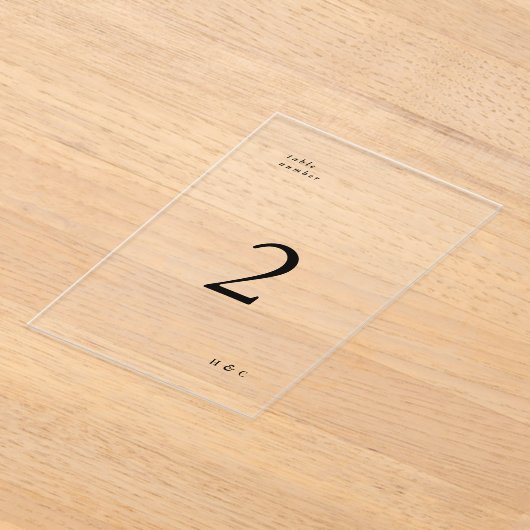 Schwarz Einfache moderne Acrylic-Tischnummer Acryleinladungen (Ablage )