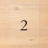 Schwarz Einfache moderne Acrylic-Tischnummer Acryleinladungen (Vorderseite)