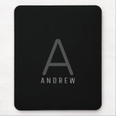Schwarz Einfache Moderne Mit Monogramm Mousepad (Vorne)
