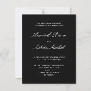 Schwarz   Einfaches Elegant Minimal Wedding DIGITA Einladung