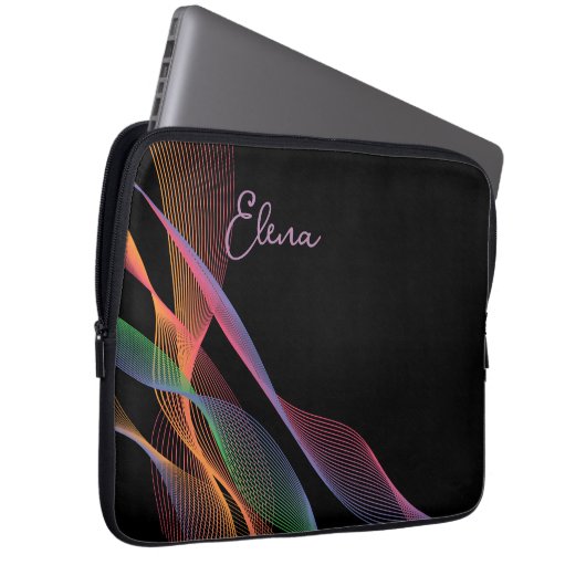 Schwarz elegant bunt schwavy laptopschutzhülle (Vorne Rechts)