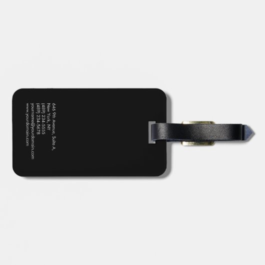 Schwarz elegant einzigartig modern minimalistisch gepäckanhänger (Rückseite horizontal)