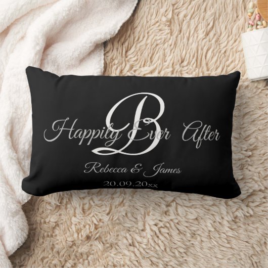 Schwarz Elegant Mit Monogramm glücklich für alle Lendenkissen (Decke)