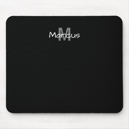 Schwarz Elegant Mit Monogramm Mousepad (Vorne)