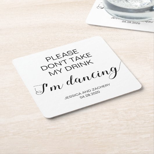 Schwarz Elegant Moderne nicht trinken tanzen Rechteckiger Pappuntersetzer (angewinkelt)