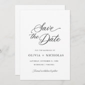 Schwarz Elegant Moderne Skriptkalligrafie Einladung (Vorne/Hinten)