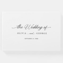 Schwarz Elegant Moderne Skriptkalligrafie Gästebuch