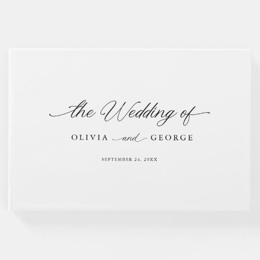 Schwarz Elegant Moderne Skriptkalligrafie Gästebuch (Vorderseite)