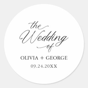 Schwarz Elegant Moderne Skriptkalligrafie Runder Aufkleber