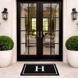 Schwarz Elegant Modernes Monogramm Fußmatte