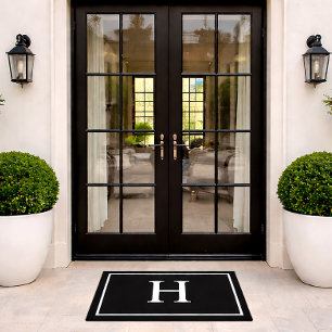 Schwarz Elegant Modernes Monogramm Fußmatte