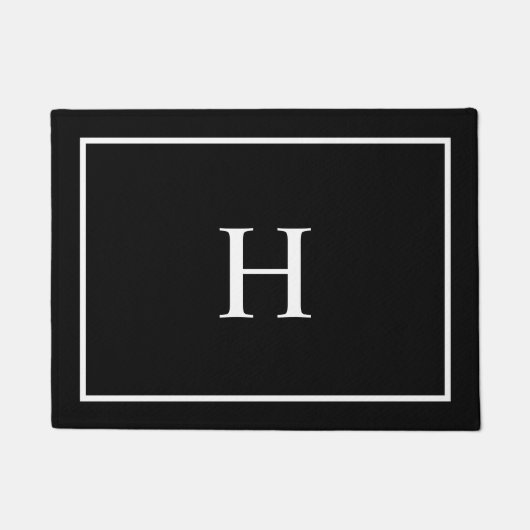Schwarz Elegant Modernes Monogramm Fußmatte (Vorderseite)