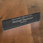 Schwarz Elegant Modernes Schreibtisch Namenschild Namensplakette (Seite)