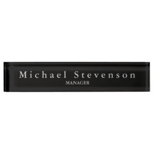 Schwarz Elegant Modernes Schreibtisch Namenschild Namensplakette