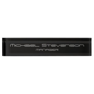 Schwarz Elegant Modernes Schreibtisch Namenschild Namensplakette