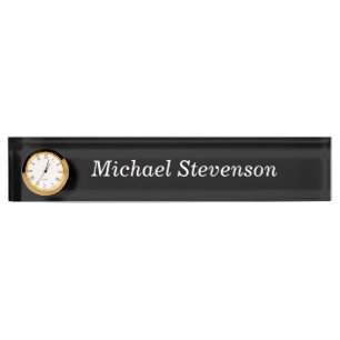 Schwarz Elegant Modernes Stilvolles Namenschild mi Namensplakette