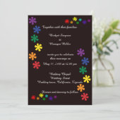 Schwarz elegante lgbtq Blume Liebe Hochzeit Einlad Einladung (Stehend Vorderseite)