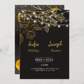 Schwarz Elegante Minimalistische Hochzeitseinladun Einladung (Vorne/Hinten)