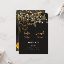 Schwarz Elegante Minimalistische Hochzeitseinladun Einladung