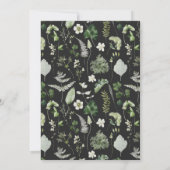 Schwarz elegante moderne botanische Skripthochzeit Einladung (Rückseite)