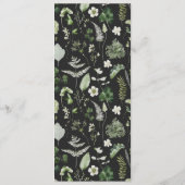 Schwarz elegante moderne botanische Skripthochzeit Menükarte (Rückseite)