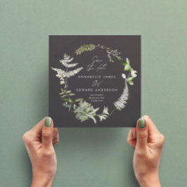 Schwarz elegante moderne botanische Skripthochzeit Save The Date