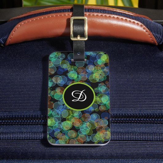 Schwarz elegante moderne, schlichte farbige Polka Gepäckanhänger (Vorderseite Insitu 2)