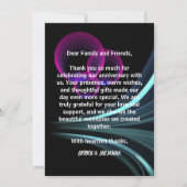 Schwarz Elegante Modernes Foral Barock Son Dankeskarte (Rückseite)