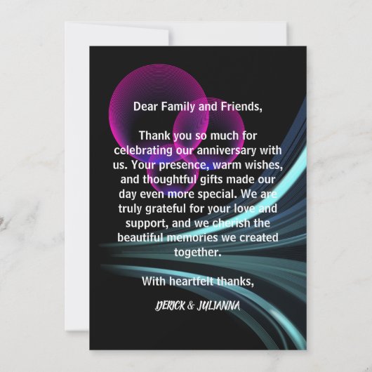 Schwarz Elegante Modernes Foral Barock Son Dankeskarte (Rückseite)