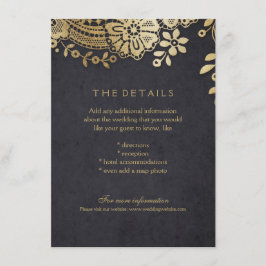 Schwarz elegante Spitzen Hochzeitskarte Begleitkarte