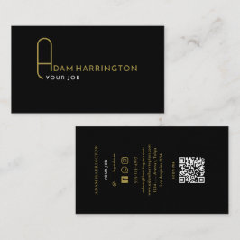 Schwarz | Elegante Standard QR Code Business Card Visitenkarte
