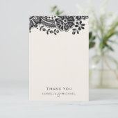 Schwarz elegante Vintage Spitzen Hochzeit danke (Stehend Vorderseite)