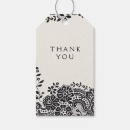 Schwarz elegante Vintage Spitzen Hochzeit danke Geschenkanhänger