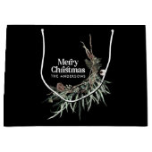 Schwarz elegante Wasserfarbe botanische Weihnachte Große Geschenktüte (Vorderseite)